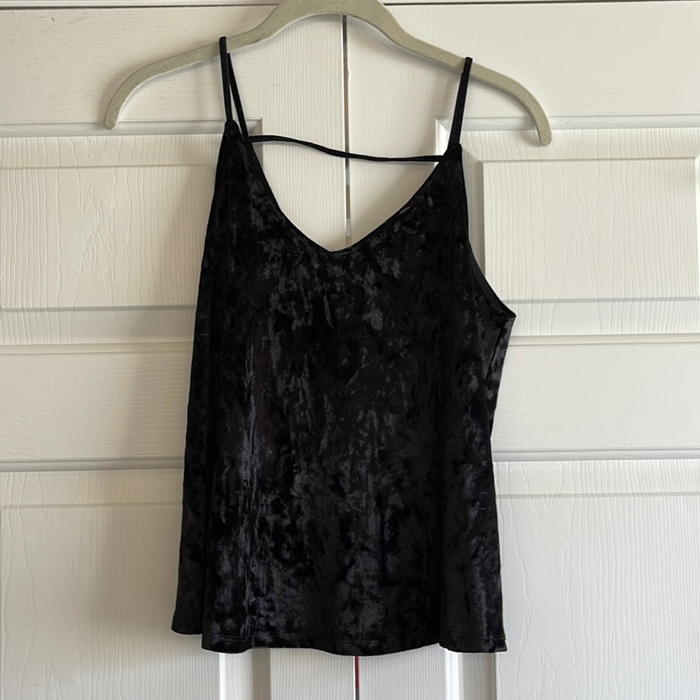 NWT crushed black velvet top